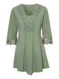 Casual Cotton-Blend Half Sleeve Shirts & Tops