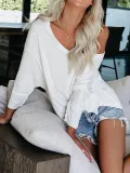White Casual Long Sleeve Shirts & Tops