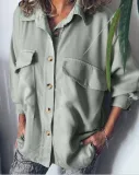 Plus Size Casual Long Sleeve  Solid Tops