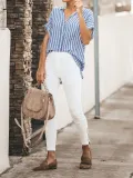Striped Relaxed Fit Button Down Top