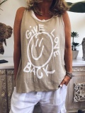 Letter Sleeveless Printed Shirts & Tops