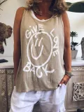 Letter Sleeveless Printed Shirts & Tops