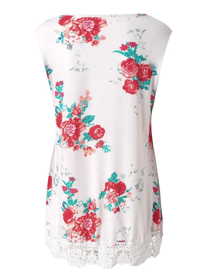 Women Casual Printed Tops Tunic Tanks Vest