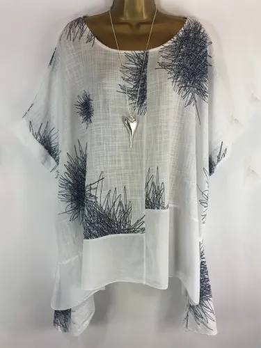 Half Sleeve Floral-Print Casual Blouse