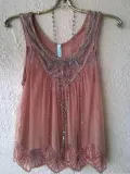 Wide Round Neck Sleeveless Mesh Casual Top