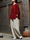 Cotton Linen Paneled Casual T-Shirt