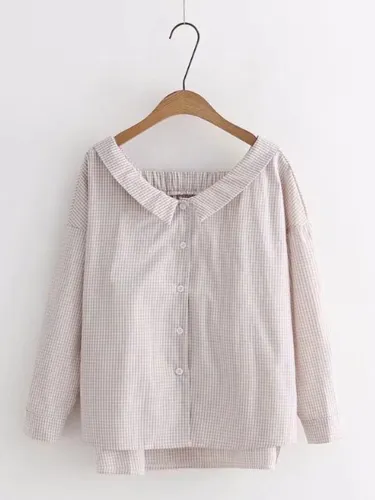 Women Casual Peter Pan Collar Tops Tunic Blouse Shirt
