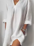 Long Sleeve Linen Casual Tops