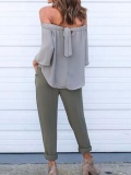 Off Shoulder Sexy Solid Shirts & Tops
