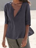Casual Half Sleeve Solid Shirts & Tops