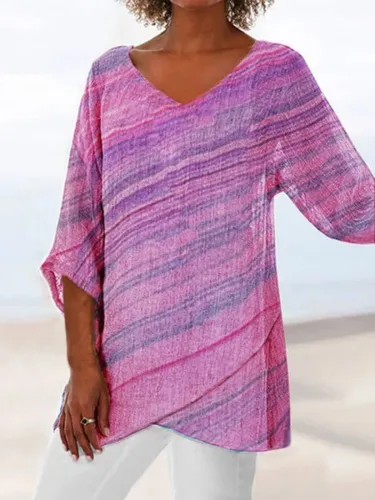 Vintage Half Sleeve Printed Half Sleeve Blouse