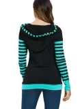 Stripes Appliqued Hoodie Basic Long Sleeve T-Shirts