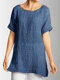 Side Slit Short Sleeve Plus Size Shirts
