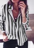 Shirt Collar Striped Long Sleeve Casual Shirts