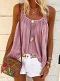 Sexy Scoop Neckline Sleeveless Shirts & Tops
