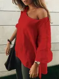 White Casual Round Neck Cotton-Blend Solid Shirts & Tops