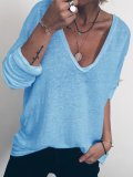 Casual Solid V Neck Shirts & Tops