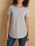 Casual Cotton Crew Neck Plain Shirts & Tops
