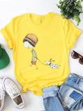 Round Neck Floral Cotton-Blend Shirts & Tops