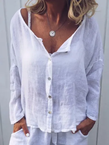 Solid Casual Long Sleeve Shirts & Tops