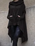 Solid Cotton Casual Long Sleeve Plus Size Hoody