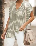 Striped Relaxed Fit Button Down Top
