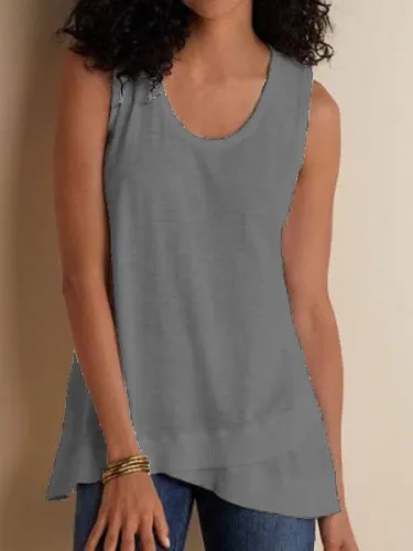 Cotton-Blend Solid Casual Shirts & Tops