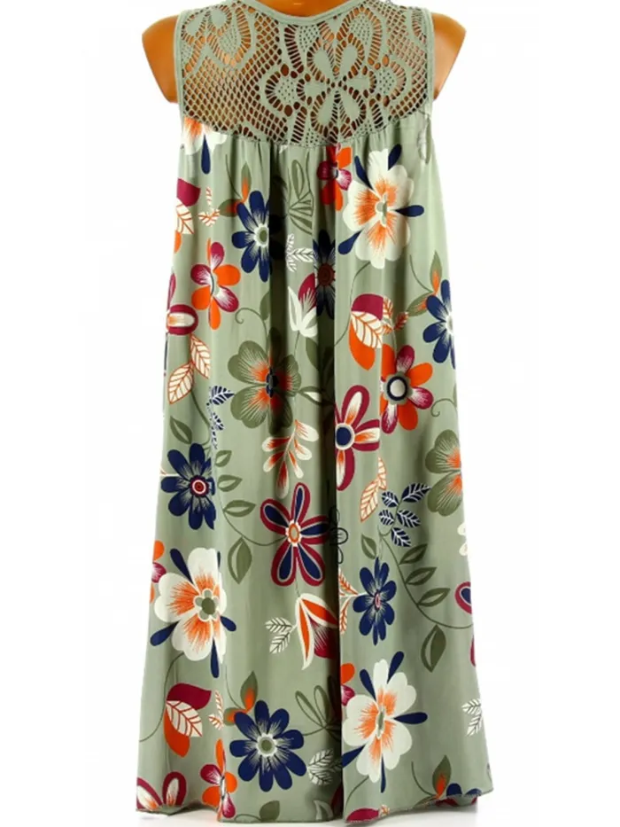 Women Casual Printed Tops Tunic Mini Dress