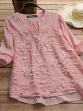 Long Sleeve V Neck Casual Embroidery Shirts & Tops