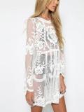 Bohemia Sexy Lace Embroidery Perspective Speaker Sleeve Dress