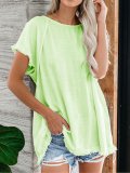 Cotton Solid Short Sleeve Shirts & Tops
