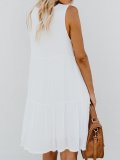 V neck White Women Summer Dress Shift Sleeveless Mini Dress