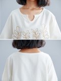 Plus Size Women Short Sleeve Round Neck Vintage Embroidered Floral Casual Tops