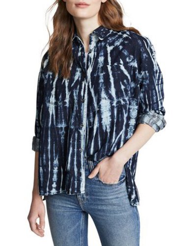 Blue Floral V Neck Casual Shirts & Tops