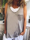 Sleeveless Plain Casual Cotton-Blend Shirts & Tops