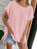 Plain Short Sleeve Crew Neck Shirts & Tops