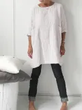 3/4 Sleeve Crew Neck Cotton-Blend T-shirt