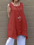 Double Pockets Sleeveless Plus Size Shirts