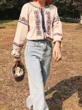 V Neck Long Sleeve Shirts & Tops