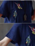 Plus Size  Women  Cotton And Linen  Floral  Short  Sleeves Round Neck  Casual  Tops