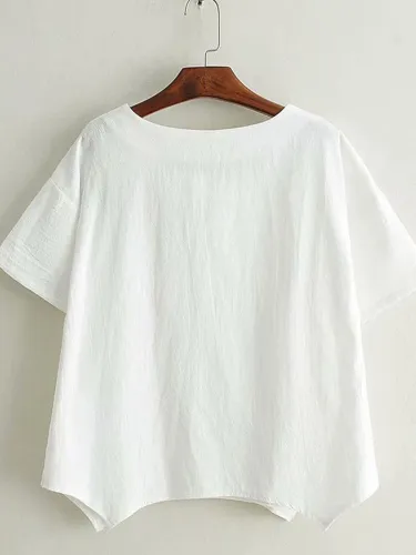 Women Casual Loose Tops Tunic Embroidery Blouse Shirt