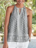Sleeveless Casual Floral Shirts & Tops