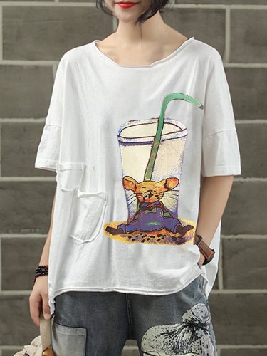Casual Short Sleeve Round Neck Plus Size Tops