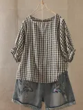 Cotton-Blend Sweet Round Neck Shirts & Tops