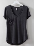 Casual V Neck Short Sleeve Pockets Shirts