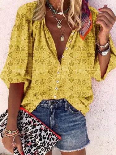V Neck Long Sleeve Shirts & Tops
