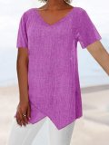 Short Sleeve Casual Cotton-Blend Shirts & Tops