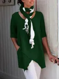 Half Sleeve Plus Size Asymmetrical Simple Blouse