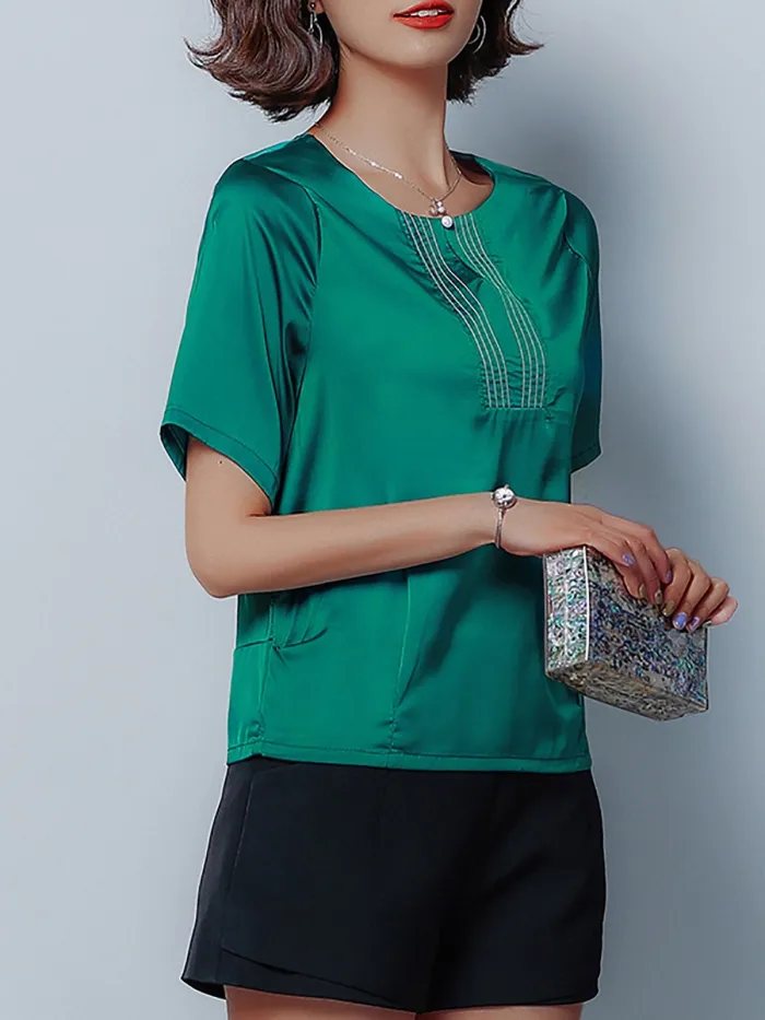 Plus Size Women Short  Sleeve  Crew  Neck  Floral   Casual  Tops