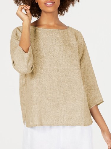 Plus Size Casual 3/4 Sleeve Shirts & Tops